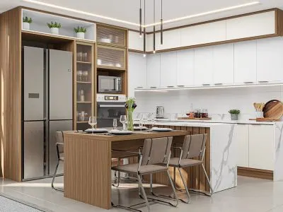 Cozinha Freijó Branco Diamante Planejado